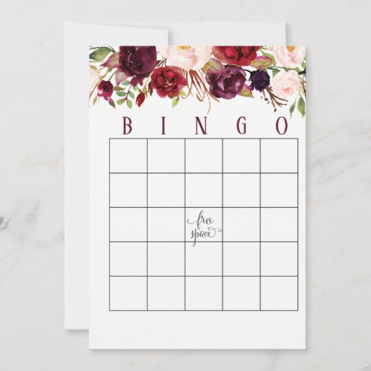 Cranberry Marsala Vrijgezellenfeest Bingo Cards Kaart (Voorkant)