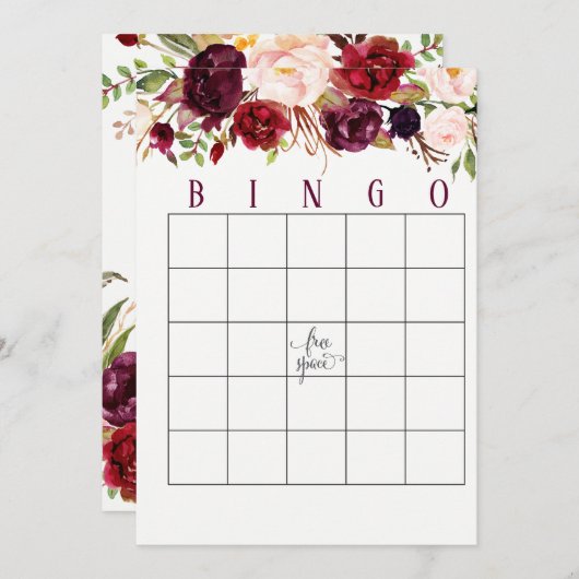 Cranberry Marsala Vrijgezellenfeest Bingo Cards Kaart (Voorkant / Achterkant)