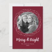 Cranberry Merry en Bright Photo Feestdagenkaart (Voorkant)