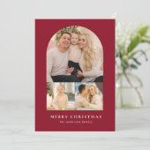 Cranberry minimalist Arch 3 Foto Feestdagenkaart (Staand voorkant)