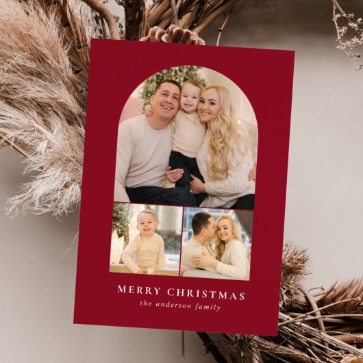 Cranberry minimalist Arch 3 Foto Feestdagenkaart