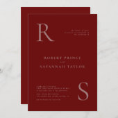 Cranberry Minimalistische Trouw Uitnodiging (Voorkant / Achterkant)