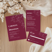 Cranberry Modern Bloem Bruiloft RSVP Kaartje