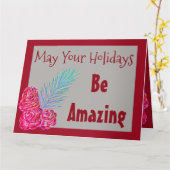 Cranberry Moderne Kerstmis Wenskaart Kaart (Gele Bloem)