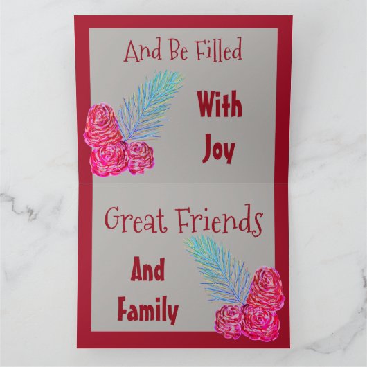 Cranberry Moderne Kerstmis Wenskaart Kaart (Binnen)