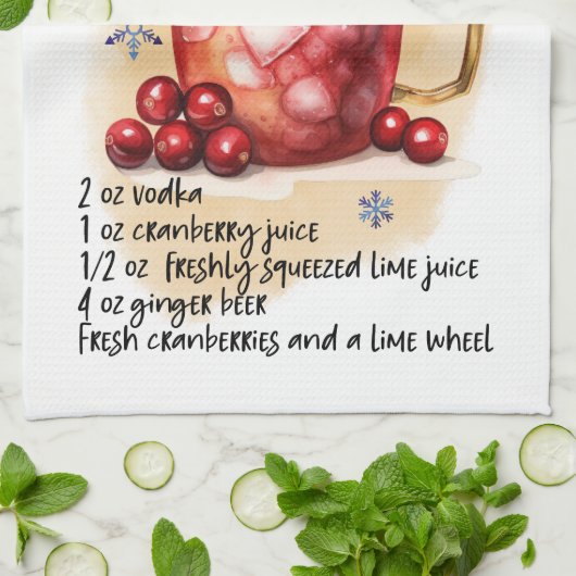 Cranberry Moscow Mule Recept Keukenhanddoek (Gevouwen)
