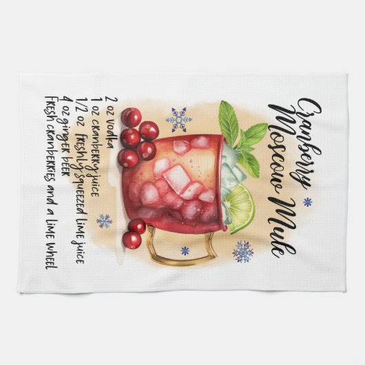 Cranberry Moscow Mule Recept Keukenhanddoek (Horizontaal)