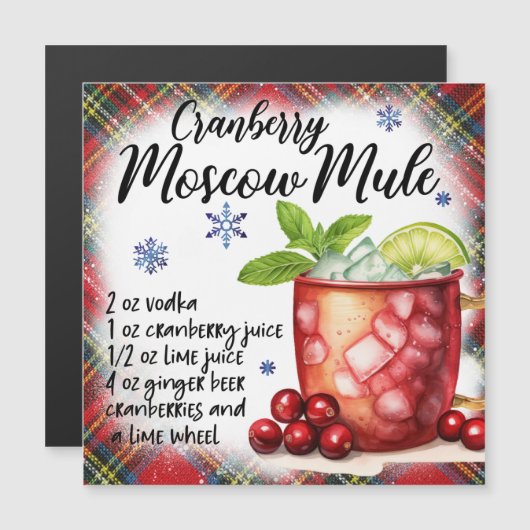Cranberry Moscow Mule Recept Magnetische Kaart (Voorkant / Achterkant)