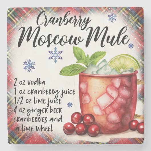 Cranberry Moscow Mule Recept Marmeren Onderzetter (Voorkant)
