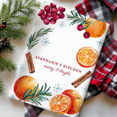 Cranberry Oranje kaneel aangepaste kerst Theedoek