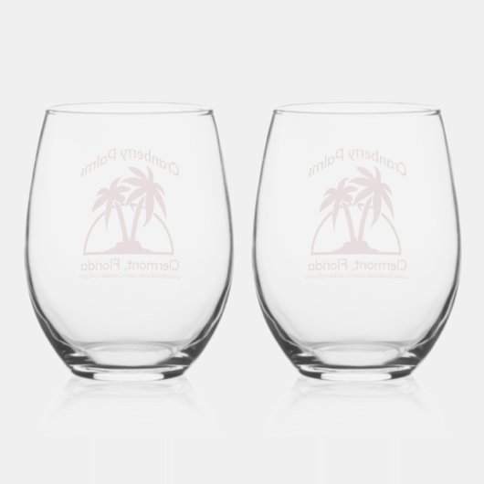 Cranberry Palms Stemless Wine Glasses Wijnglas Zonder Voet (Achterkant)
