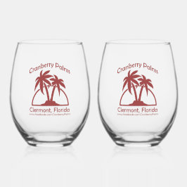 Cranberry Palms Stemless Wine Glasses Wijnglas Zonder Voet