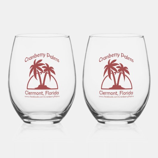 Cranberry Palms Stemless Wine Glasses Wijnglas Zonder Voet (Voorkant)