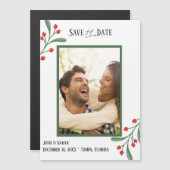 Cranberry Photo Holiday Save the Date Invitation  (Voorkant / Achterkant)