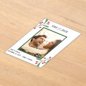 Cranberry Photo Holiday Save the Date Invitation  Acryl Uitnodigingen (Laagn)