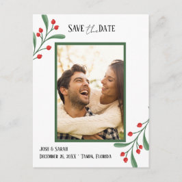 Cranberry Photo Holiday Save the Date Invitation  Briefkaart