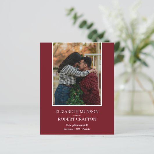 Cranberry Photo Wedding Save the Date (Staand voorkant)