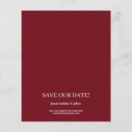 Cranberry Photo Wedding Save the Date (Achterkant)