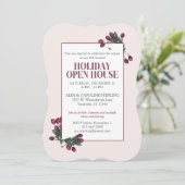 Cranberry Plum Elegant Botanical Holiday Kaart (Staand voorkant)