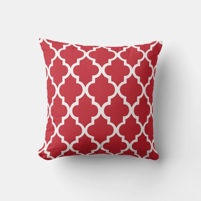 Cranberry Quatrefoil Patroon Kussen (Voorkant)