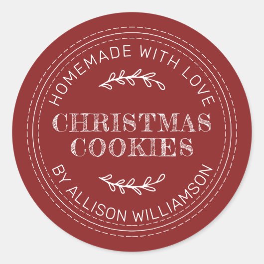 Cranberry Red Christmas Cookie Label (Voorkant)