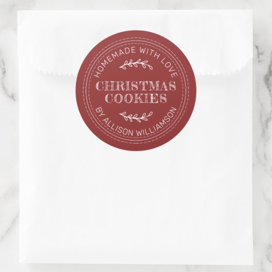 Cranberry Red Christmas Cookie Label (Tas)