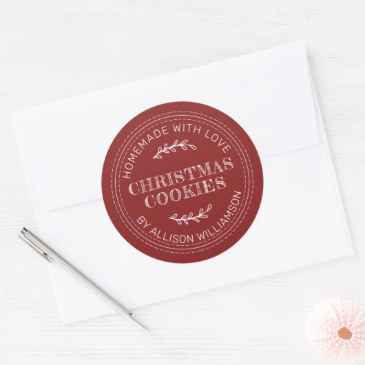 Cranberry Red Christmas Cookie Label (Envelop)