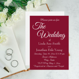 Cranberry Red Eenvoudige Stijl Trouwen Kaart