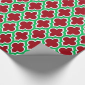 Cranberry Red Emerald Green Wht XL Moroccan #4DS Cadeaupapier (Hoek)
