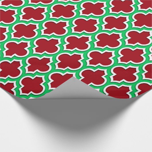 Cranberry Red Emerald Green Wht XL Moroccan #4DS Cadeaupapier (Hoek)
