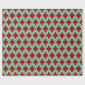 Cranberry Red Emerald Green Wht XL Moroccan #4DS Cadeaupapier (Vlak)