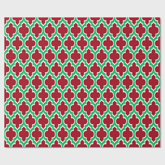 Cranberry Red Emerald Green Wht XL Moroccan #4DS Cadeaupapier (Vlak)