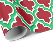 Cranberry Red Emerald Green Wht XL Moroccan #4DS Cadeaupapier (Rol Hoek)