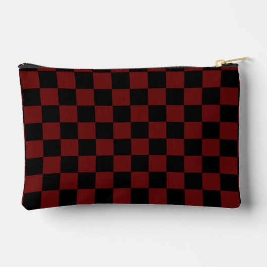 Cranberry Red en Black Checkerboard Patroon Etui (Achterkant)