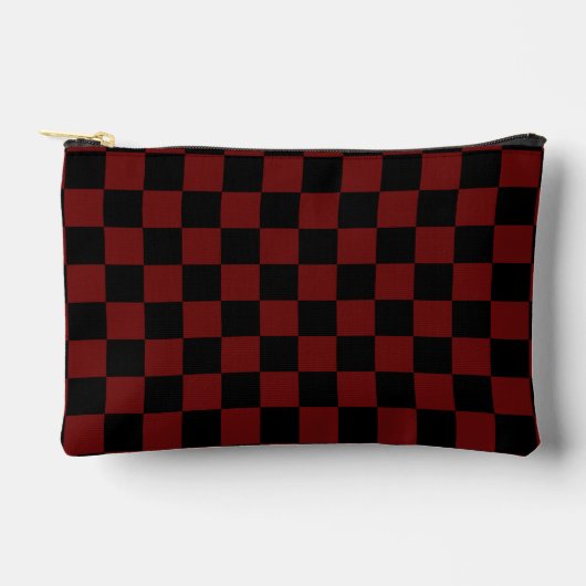 Cranberry Red en Black Checkerboard Patroon Etui (Voorkant)