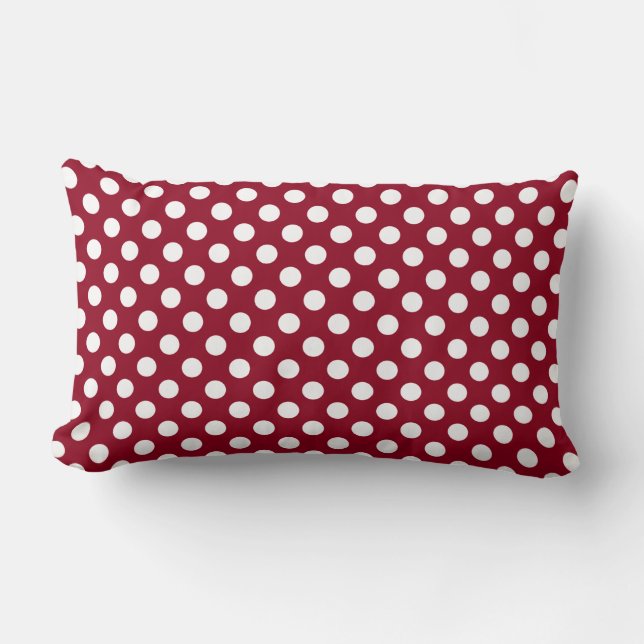 Cranberry Red en White Polka Dot Pattern Kussen (Voorkant)