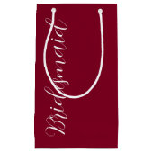 Cranberry Red gestileerde script bruiloft bruidsme Klein Cadeauzakje (Voorkant)