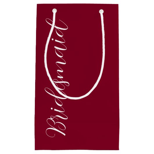 Cranberry Red gestileerde script bruiloft bruidsme Klein Cadeauzakje (Voorkant)