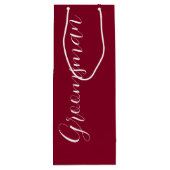 Cranberry Red gestileerde script bruiloft Groomsma Wijn Cadeautas (Achterkant)