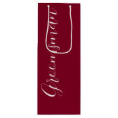 Cranberry Red gestileerde script bruiloft Groomsma Wijn Cadeautas (Voorkant)