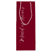 Cranberry Red gestileerde script Maid of Honor Wijn Cadeautas (Achterkant)