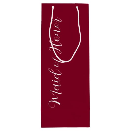 Cranberry Red gestileerde script Maid of Honor Wijn Cadeautas (Achterkant)