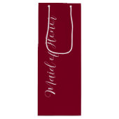 Cranberry Red gestileerde script Maid of Honor Wijn Cadeautas (Voorkant)
