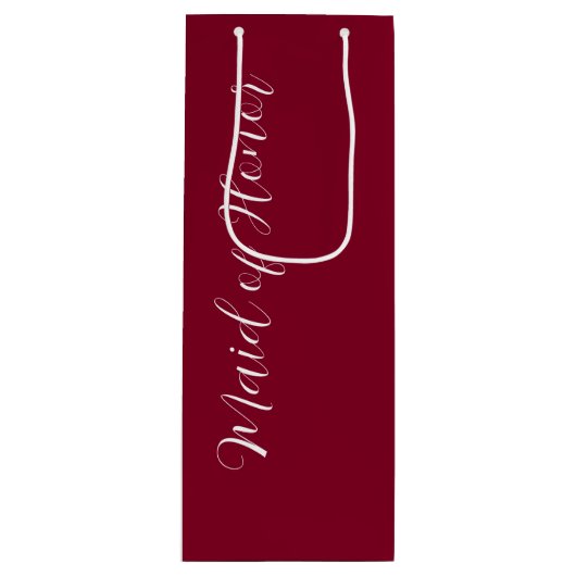 Cranberry Red gestileerde script Maid of Honor Wijn Cadeautas (Voorkant)