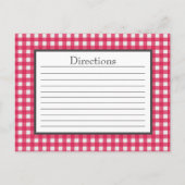 Cranberry Red Gingham Pattern Recipcard Briefkaart (Achterkant)