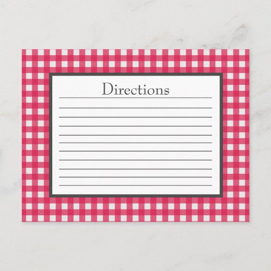 Cranberry Red Gingham Pattern Recipcard Briefkaart (Achterkant)