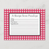 Cranberry Red Gingham Pattern Recipcard Briefkaart (Voorkant)