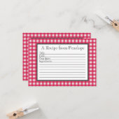 Cranberry Red Gingham Pattern Small Recipe Kaart (Voorkant / Achterkant in situ)