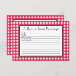 Cranberry Red Gingham Pattern Small Recipe Kaart
