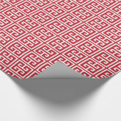 Cranberry Red Greek Key Patroon Cadeaupapier (Hoek)
